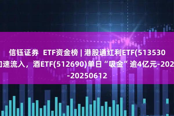 信钰证券  ETF资金榜 | 港股通红利ETF(513530)资金加速流入，酒ETF(512690)单日“吸金”逾4亿元-20250612